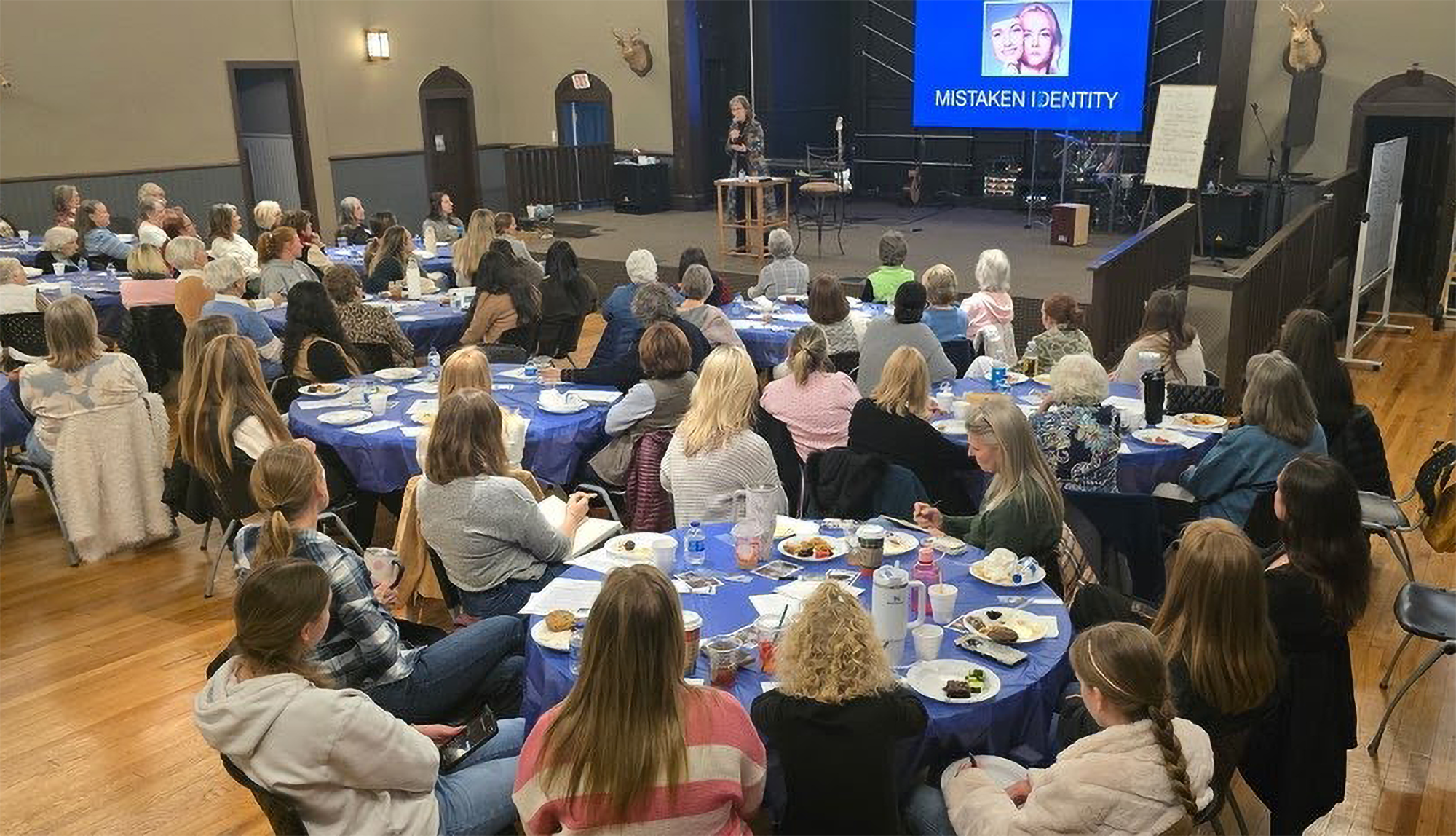 Jennifer speaking at a women's gathering in the U.S.